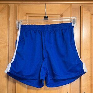 Vintage Kmart Men's Polyester Athletic Shorts- Blue with White- Large 36-38
